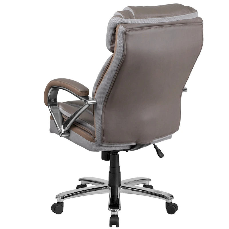 Chaise de bureau ergonomique pivotante en cuir pleine fleur, grande taille
