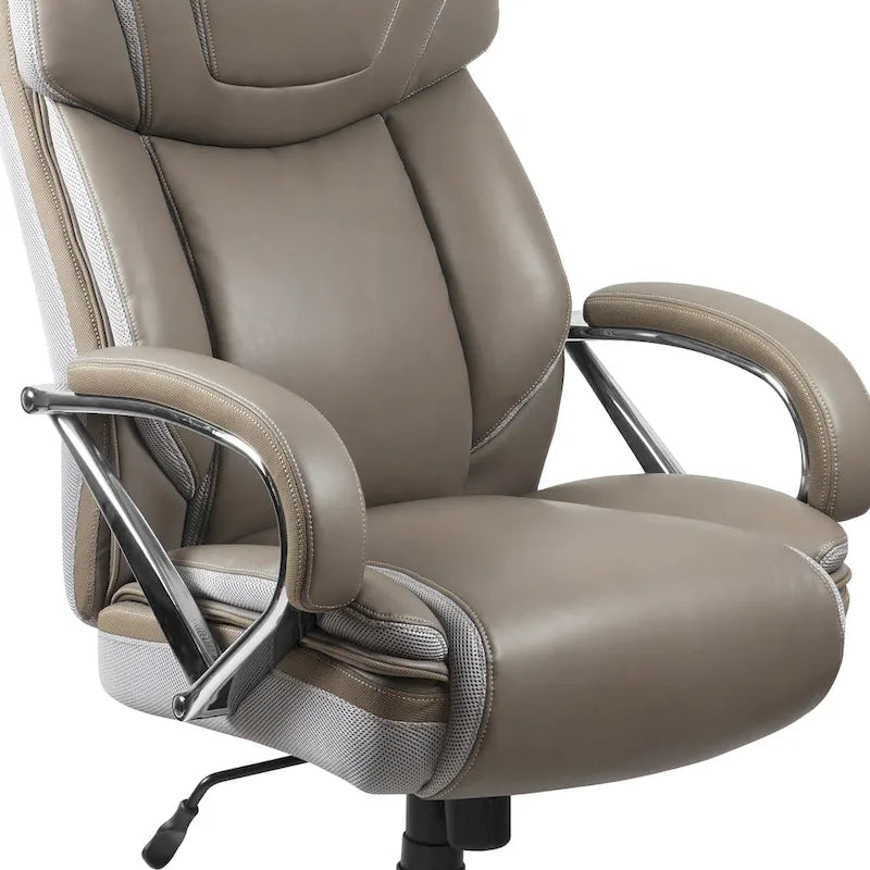 Chaise de bureau ergonomique pivotante en cuir pleine fleur, grande taille