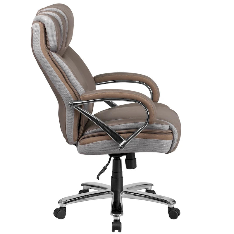 Chaise de bureau ergonomique pivotante en cuir pleine fleur, grande taille