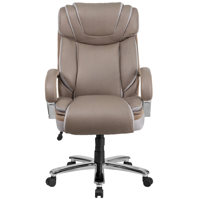Chaise de bureau ergonomique pivotante en cuir pleine fleur, grande taille