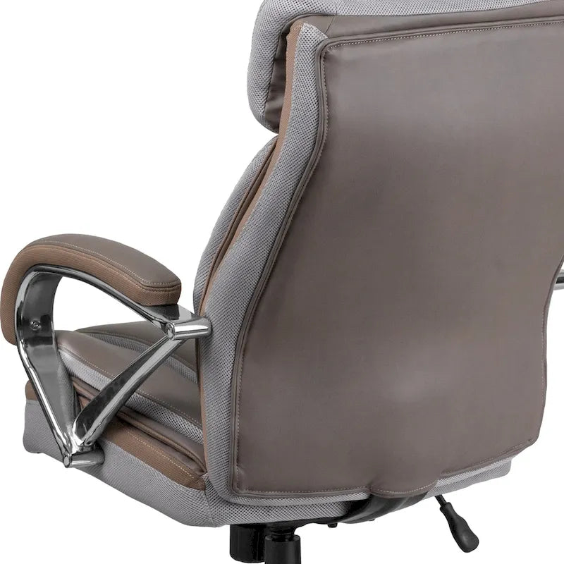 Chaise de bureau ergonomique pivotante en cuir pleine fleur, grande taille