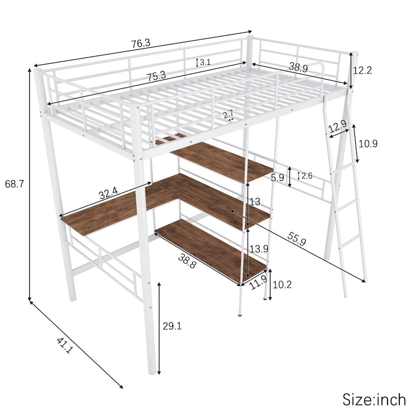 Lit mezzanine en métal double Lit mezzanine en métal double