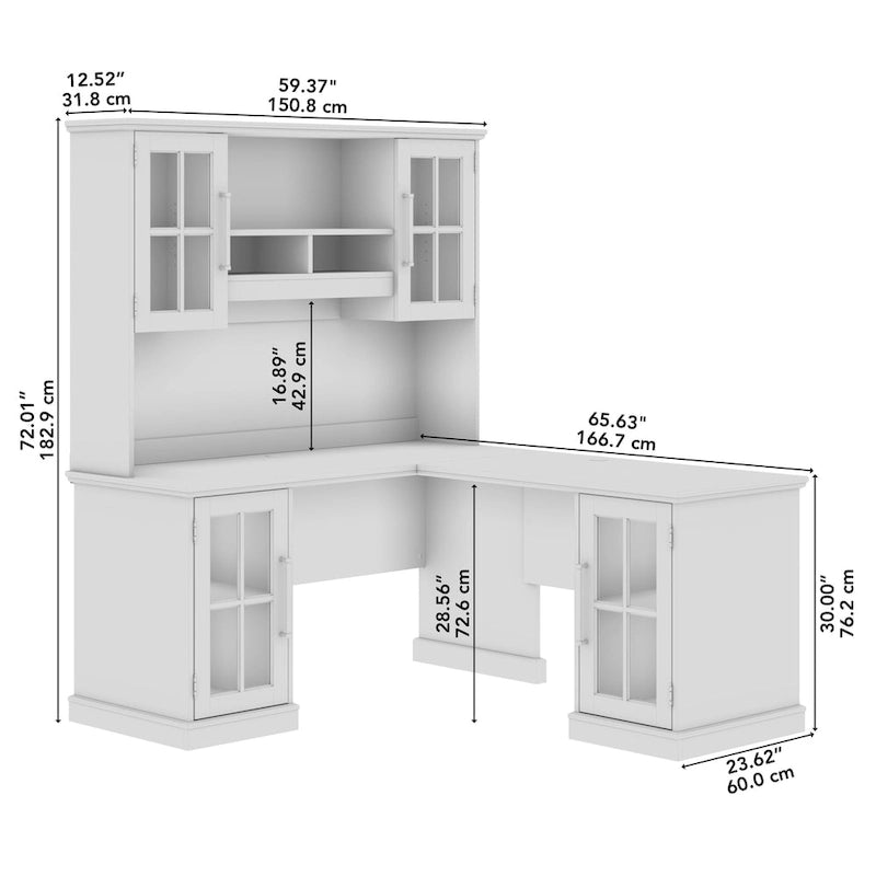 Bureau en L Westbrook 60 W avec huche et rangement de Bush Furniture
