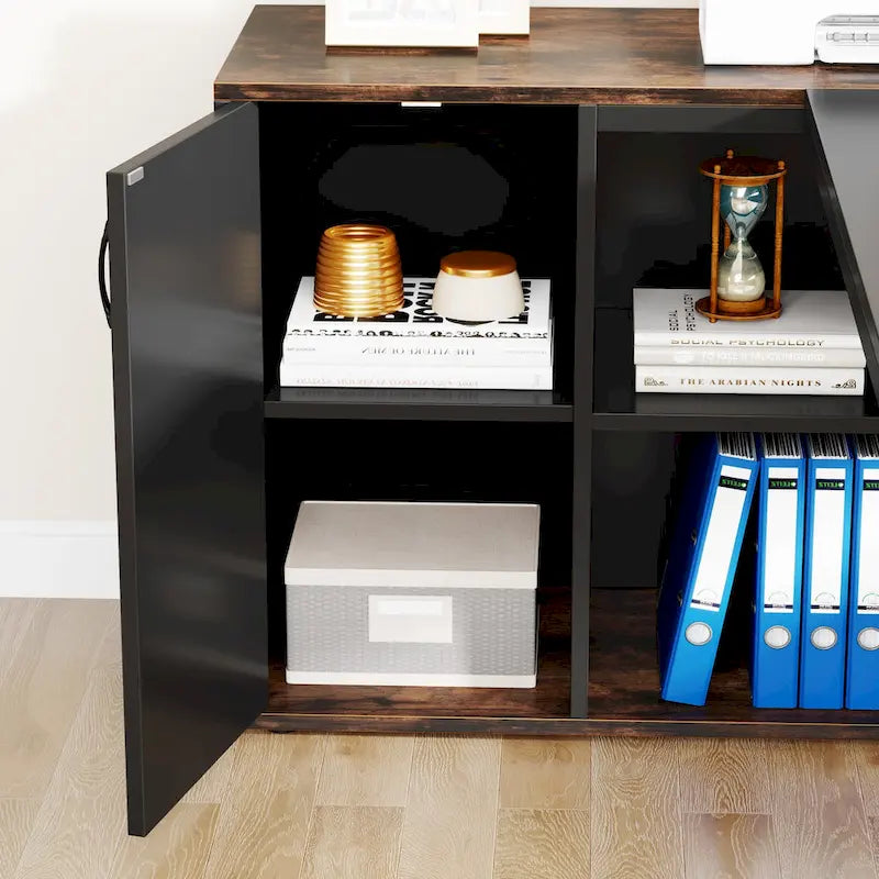Bureau de direction en L de 71 pouces avec armoire