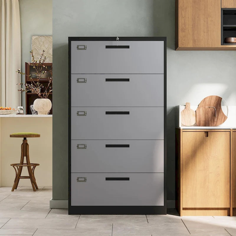 Armoire de classement latérale en acier à 5 tiroirs