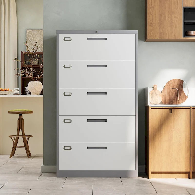 Armoire de classement latérale en acier à 5 tiroirs