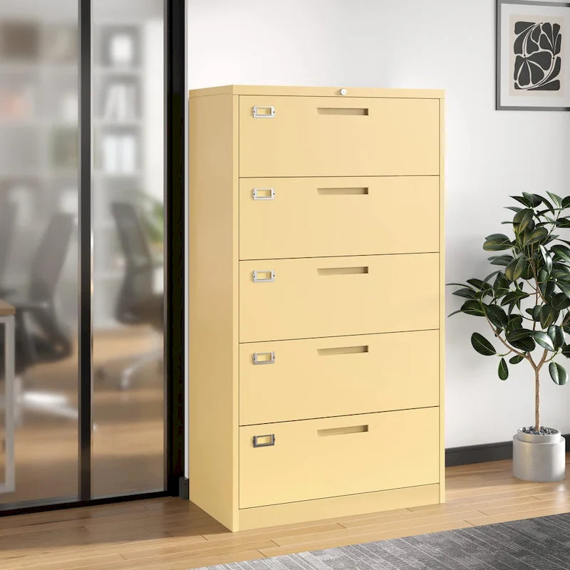 Armoire de classement latérale en acier à 5 tiroirs