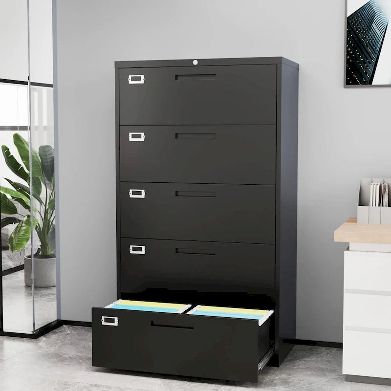 Armoire de classement latérale en acier à 5 tiroirs