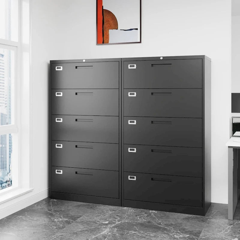 Armoire de classement latérale en acier à 5 tiroirs