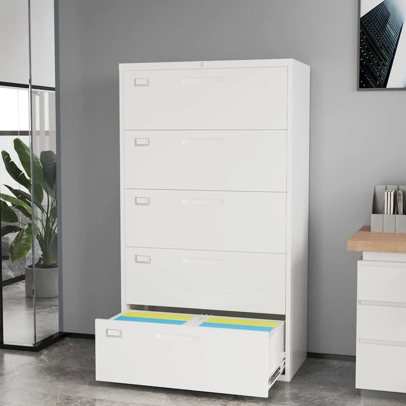 Armoire de classement latérale en acier à 5 tiroirs