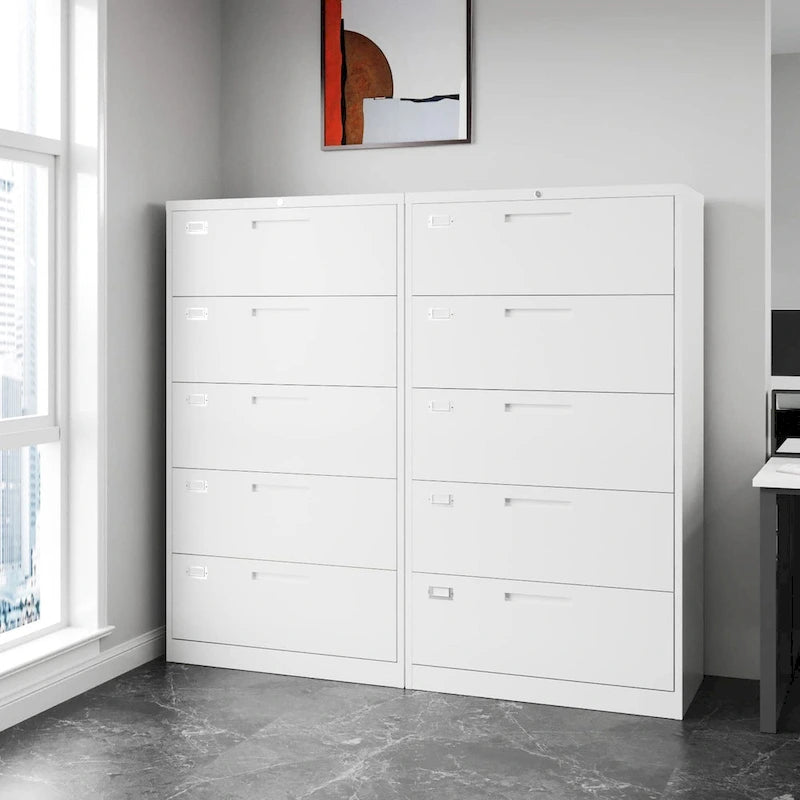 Armoire de classement latérale en acier à 5 tiroirs