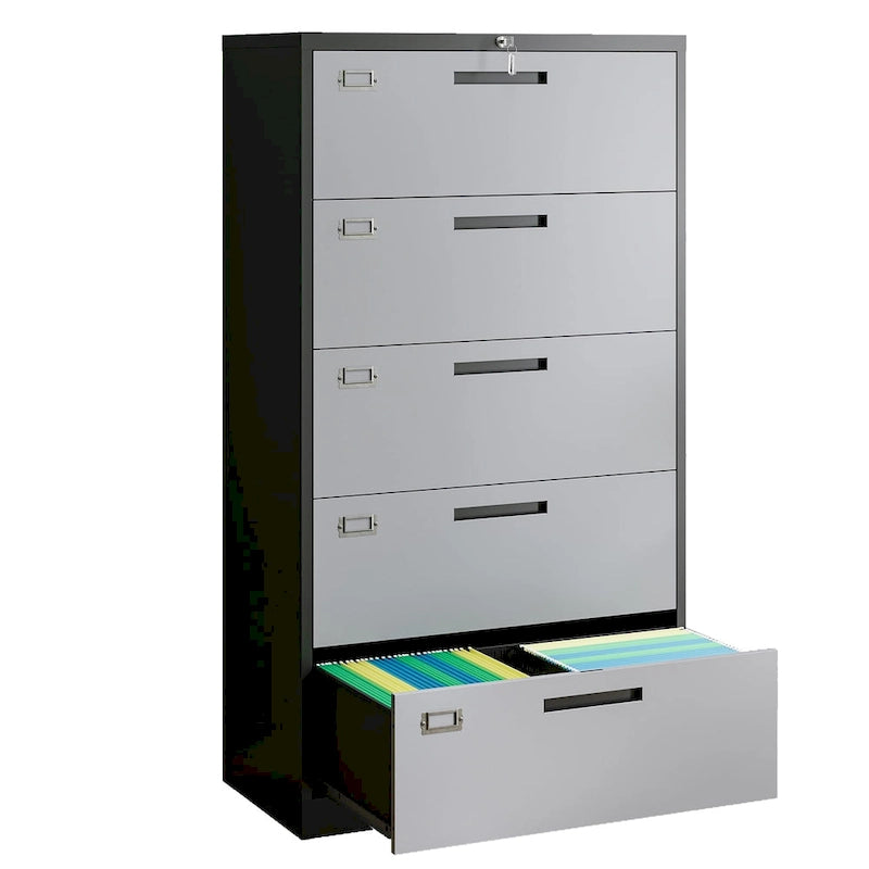 Armoire de classement latérale en acier à 5 tiroirs