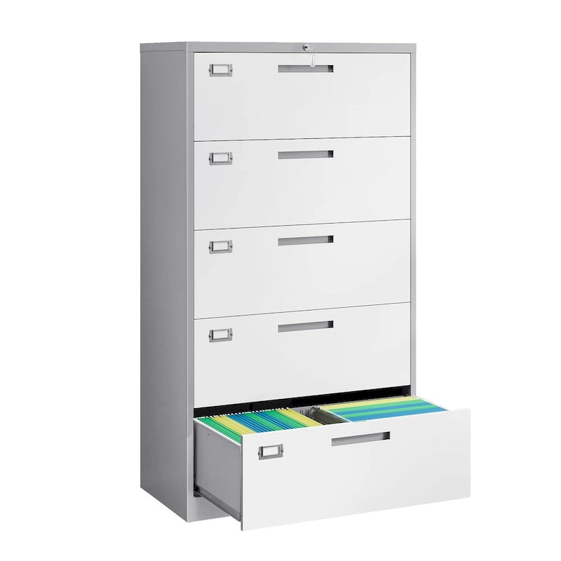 Armoire de classement latérale en acier à 5 tiroirs