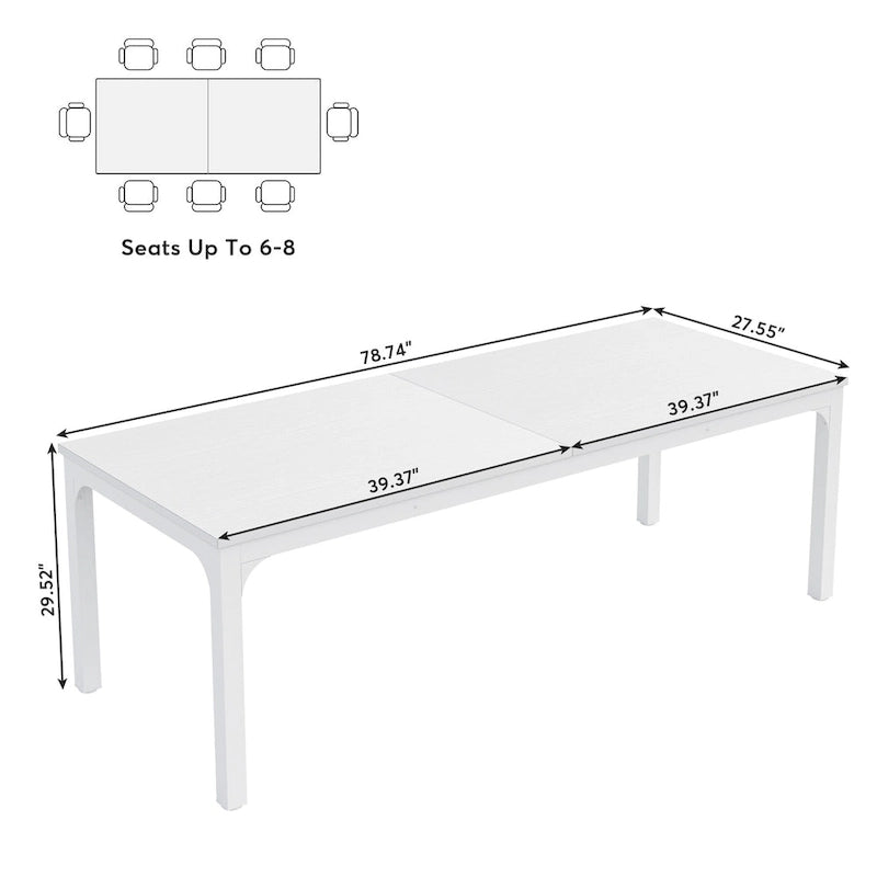 Bureau de direction double poste de travail de 78,74 pouces avec pieds en métal pour bureau à domicile, bureau d'ordinateur pour deux personnes (table uniquement)