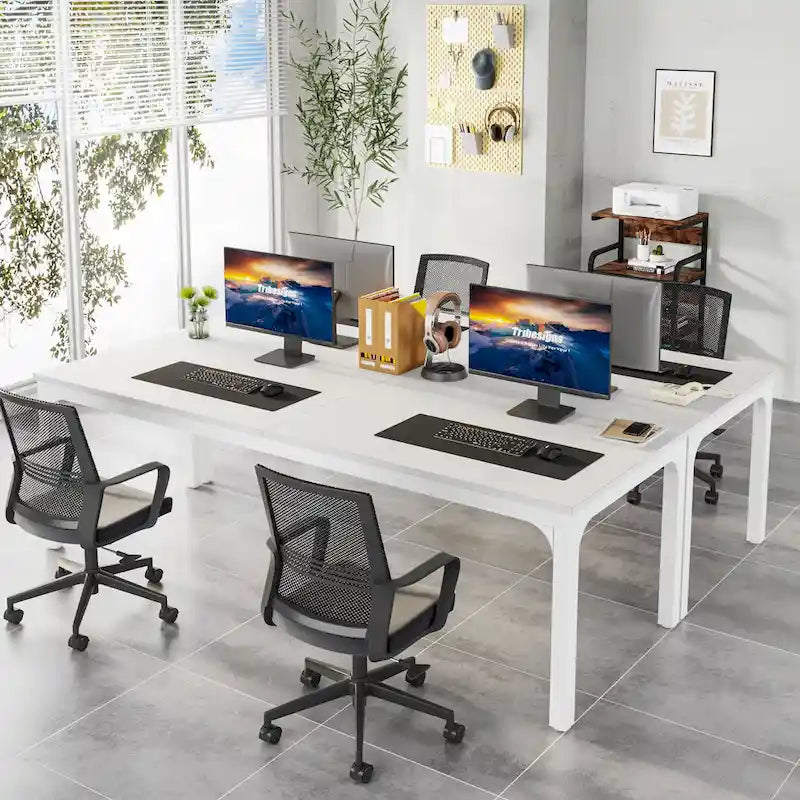 Bureau de direction double poste de travail de 78,74 pouces avec pieds en métal pour bureau à domicile, bureau d'ordinateur pour deux personnes (table uniquement)