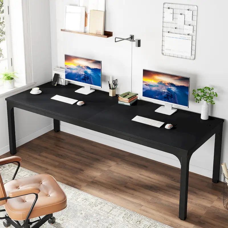 Bureau de direction double poste de travail de 78,74 pouces avec pieds en métal pour bureau à domicile, bureau d'ordinateur pour deux personnes (table uniquement)