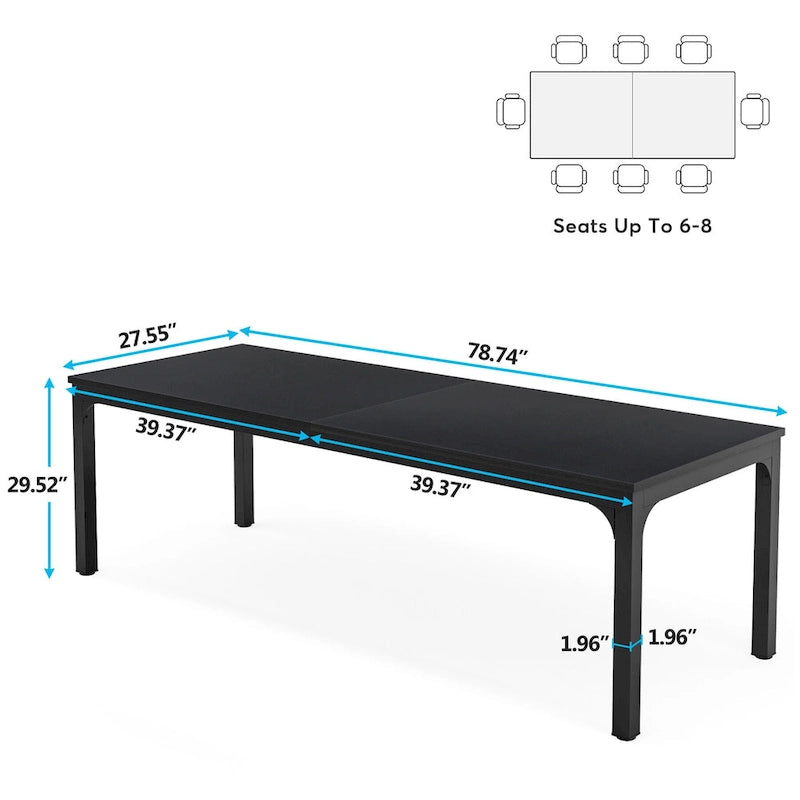 Bureau de direction double poste de travail de 78,74 pouces avec pieds en métal pour bureau à domicile, bureau d'ordinateur pour deux personnes (table uniquement)