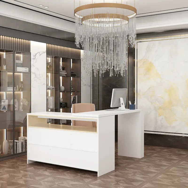 Bureau de rangement avec plateau mobile, étagères et espace de présentation Commode