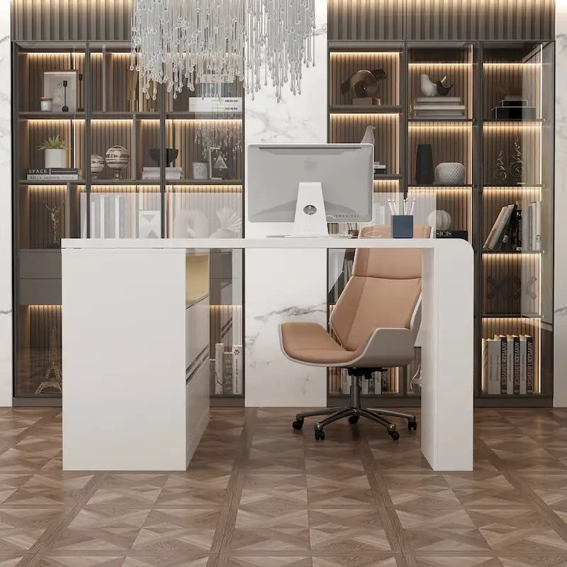Bureau de rangement avec plateau mobile, étagères et espace de présentation Commode