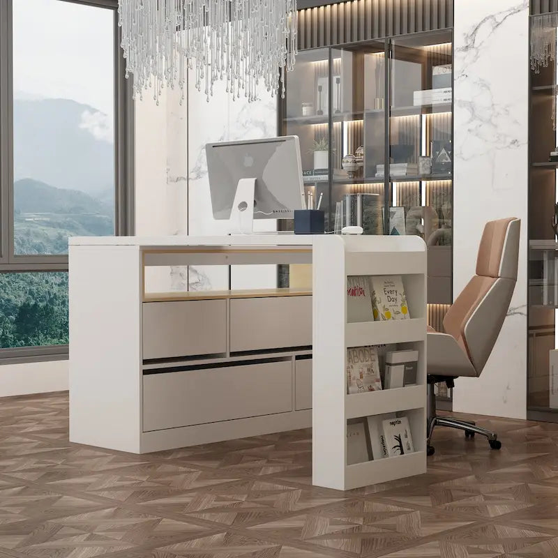 Bureau de rangement avec plateau mobile, étagères et espace de présentation Commode