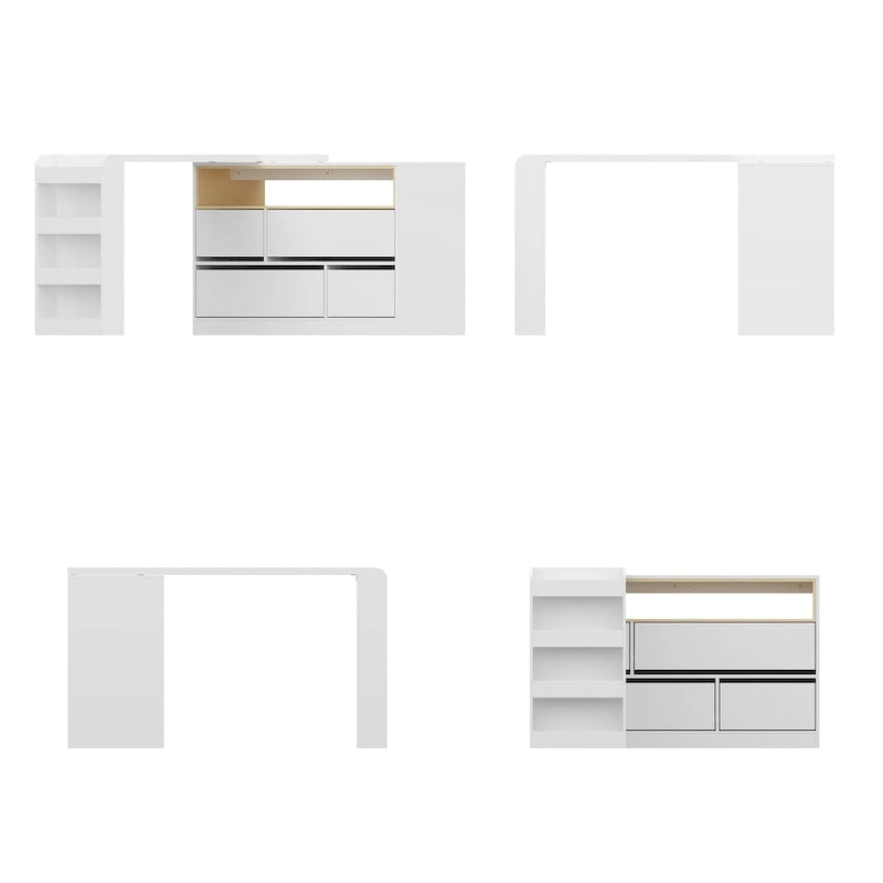 Bureau de rangement avec plateau mobile, étagères et espace de présentation Commode