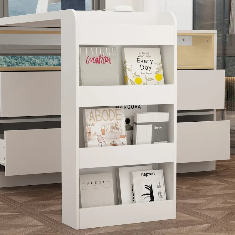 Bureau de rangement avec plateau mobile, étagères et espace de présentation Commode