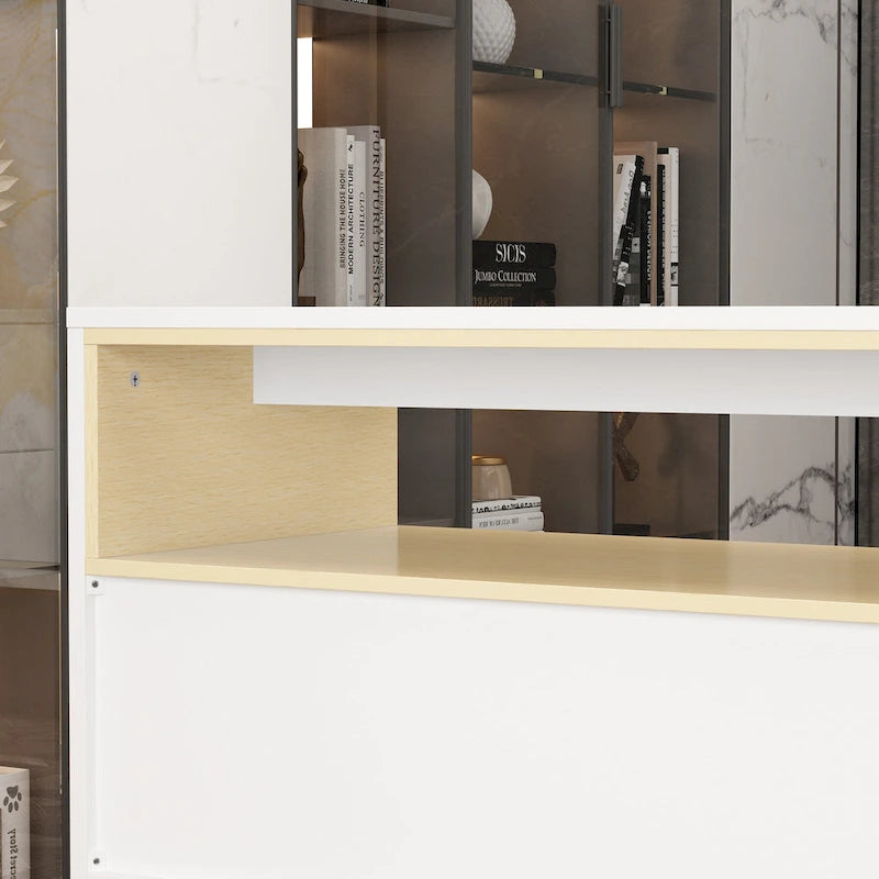 Bureau de rangement avec plateau mobile, étagères et espace de présentation Commode