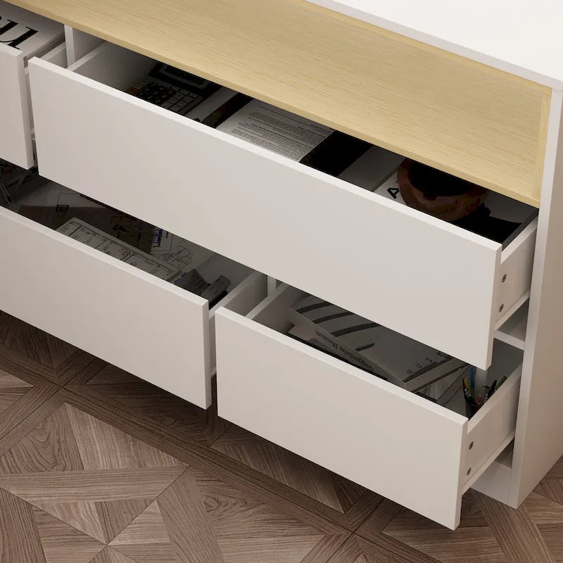 Bureau de rangement avec plateau mobile, étagères et espace de présentation Commode