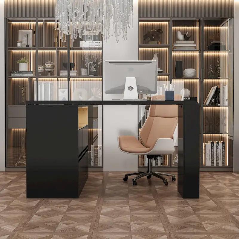 Bureau de rangement avec plateau mobile, étagères et espace de présentation Commode