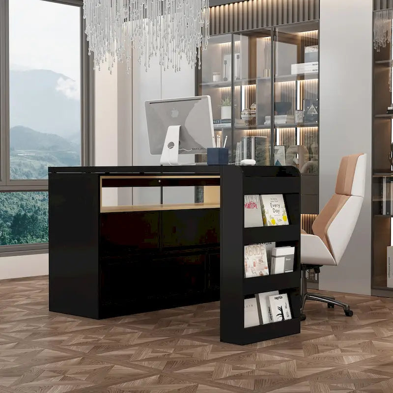 Bureau de rangement avec plateau mobile, étagères et espace de présentation Commode
