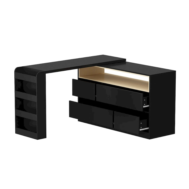 Bureau de rangement avec plateau mobile, étagères et espace de présentation Commode