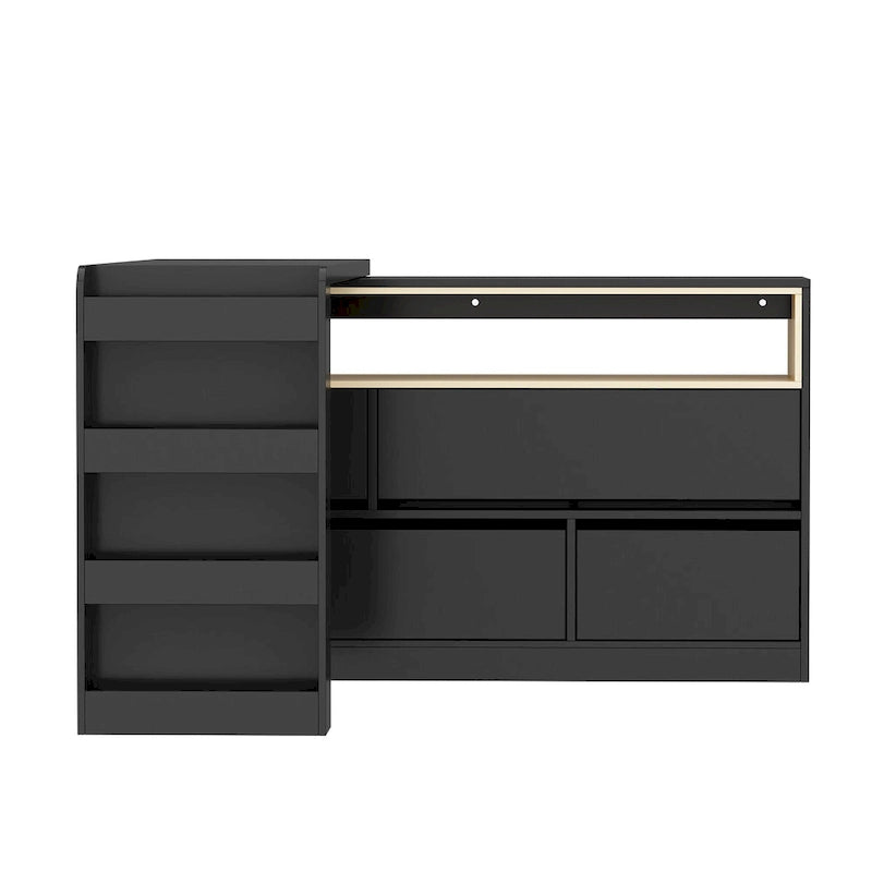 Bureau de rangement avec plateau mobile, étagères et espace de présentation Commode