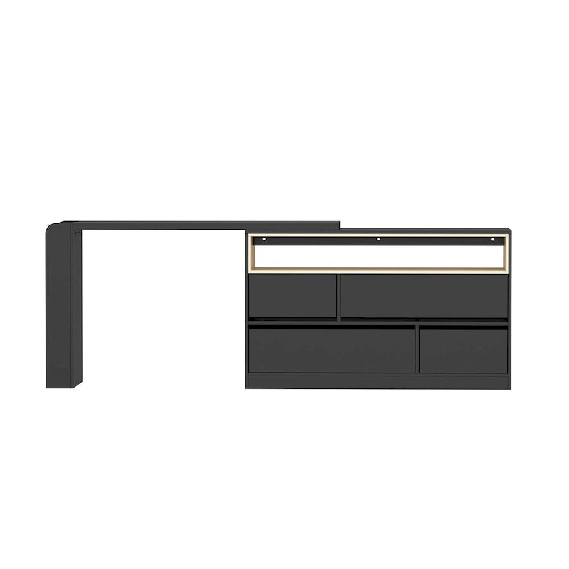 Bureau de rangement avec plateau mobile, étagères et espace de présentation Commode