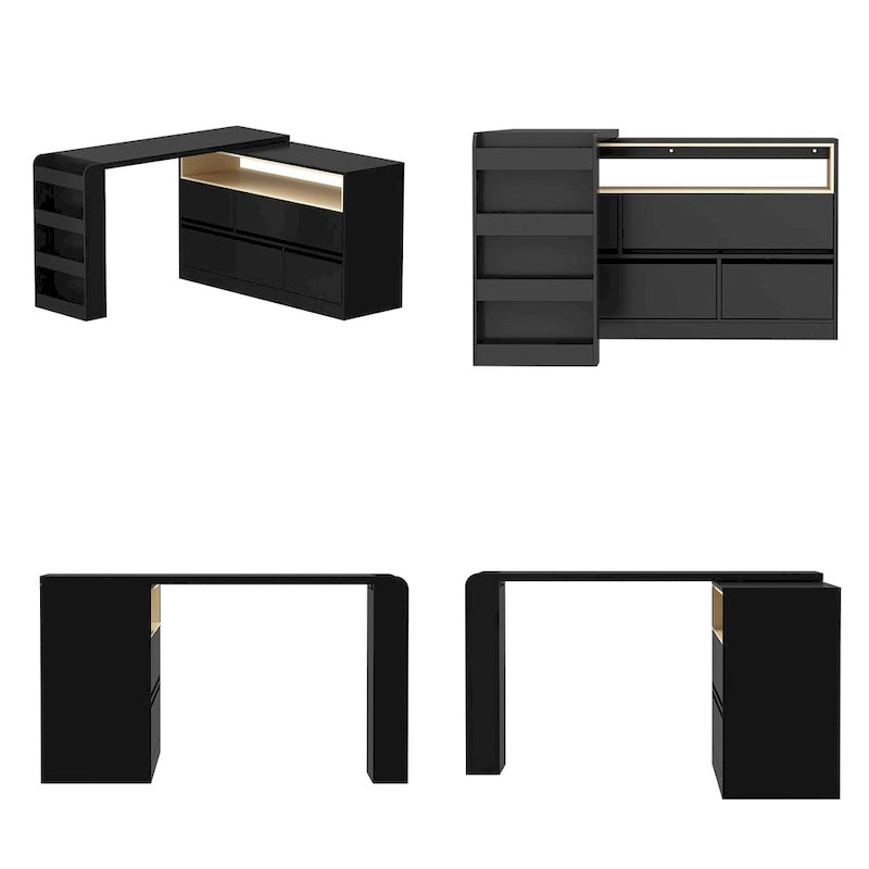 Bureau de rangement avec plateau mobile, étagères et espace de présentation Commode