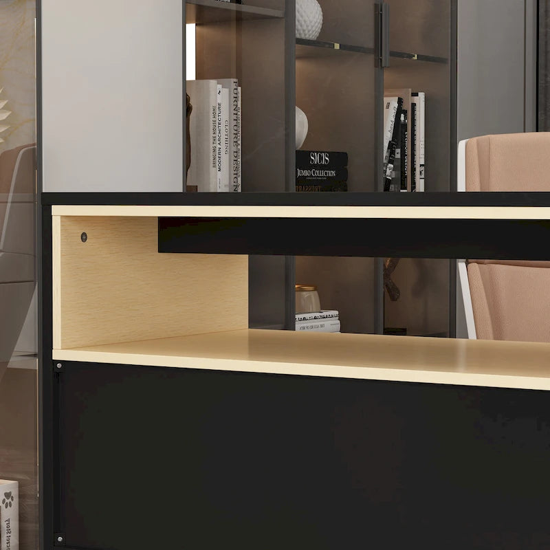 Bureau de rangement avec plateau mobile, étagères et espace de présentation Commode