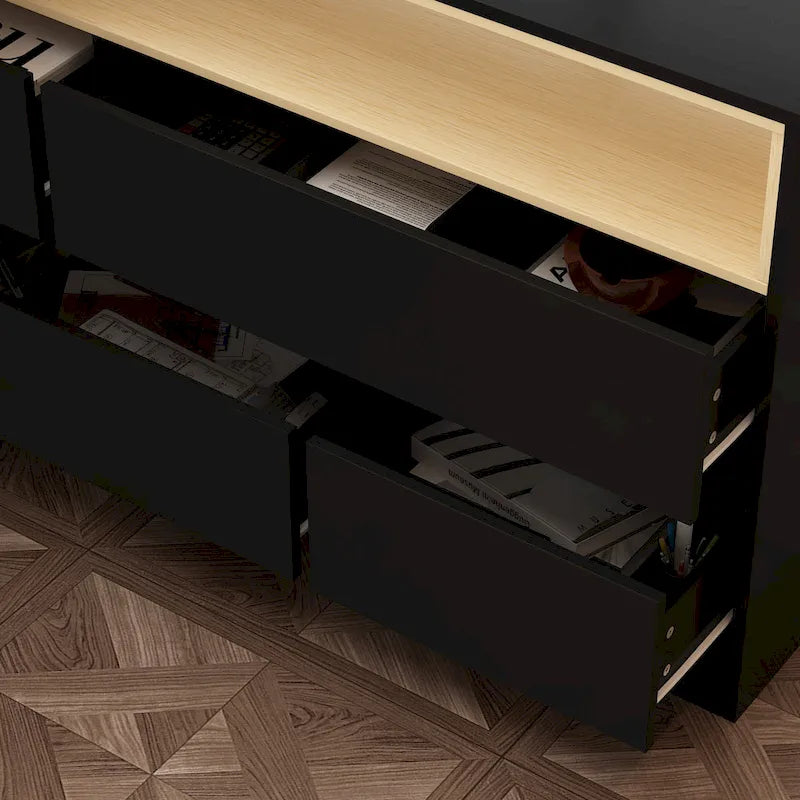 Bureau de rangement avec plateau mobile, étagères et espace de présentation Commode
