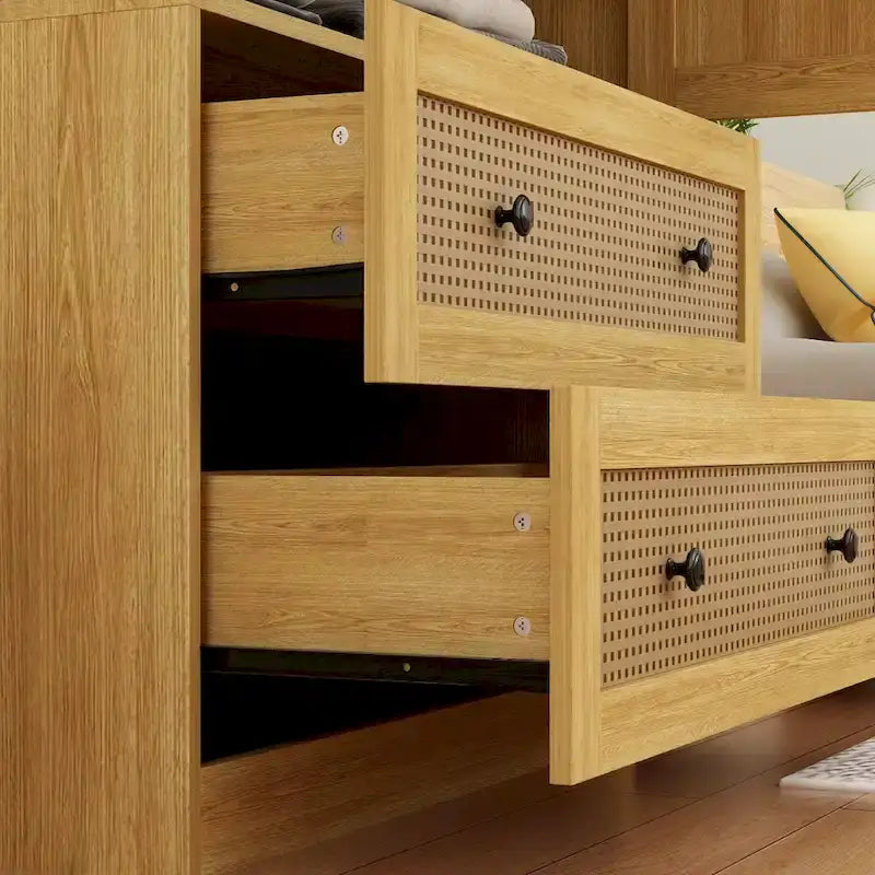 Placard penderie en bois avec tringle et tiroirs - Organiseur de rangement