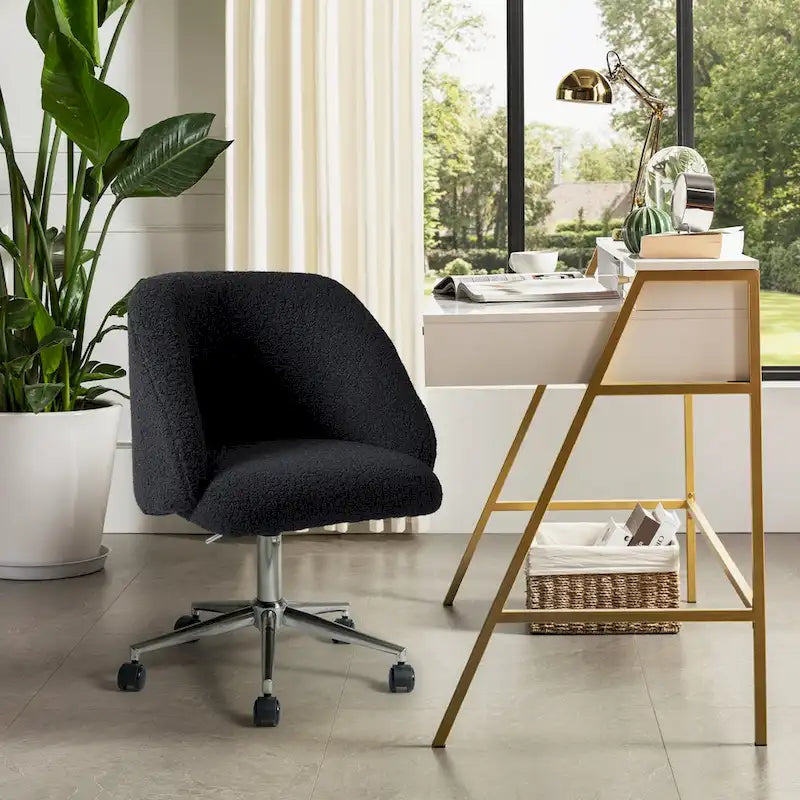 Chaise de bureau pivotante Joah Modern Boucle 360 réglable en hauteur avec roulettes par HULALA HOME - N/A