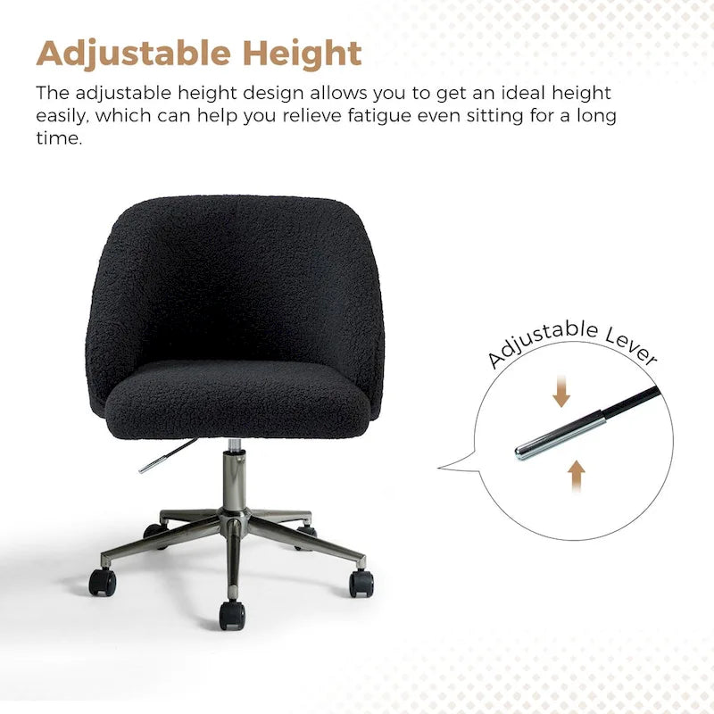 Chaise de bureau pivotante Joah Modern Boucle 360 réglable en hauteur avec roulettes par HULALA HOME - N/A
