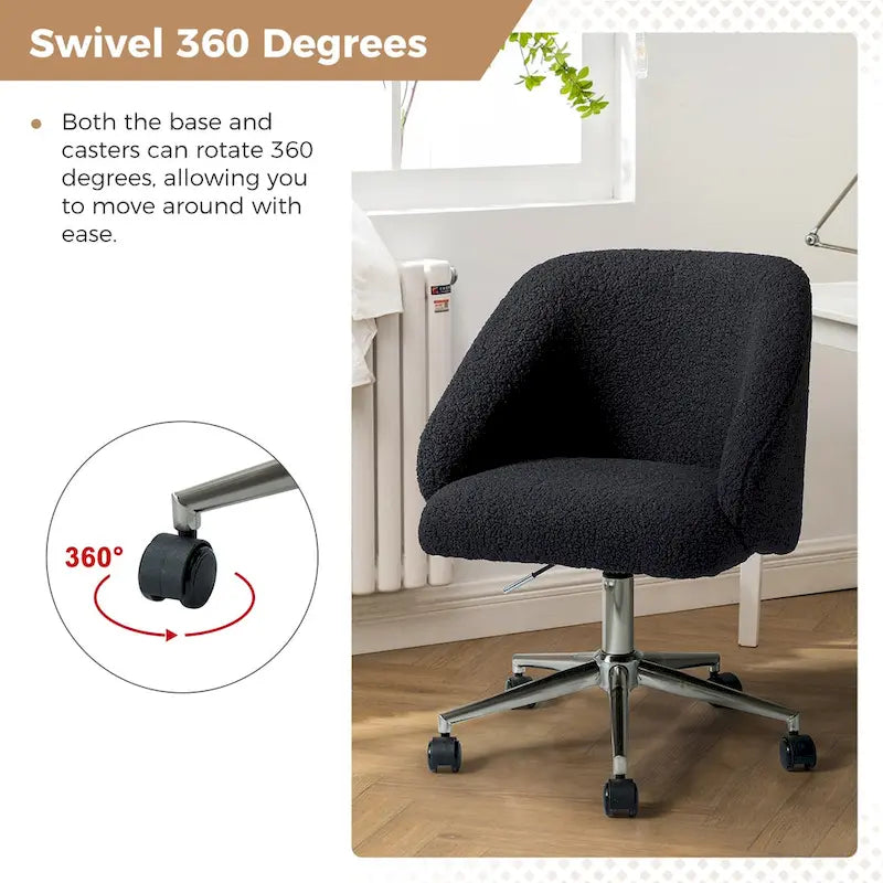 Chaise de bureau pivotante Joah Modern Boucle 360 réglable en hauteur avec roulettes par HULALA HOME - N/A
