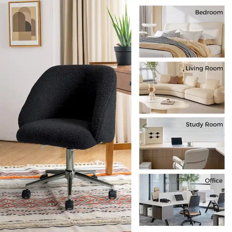 Chaise de bureau pivotante Joah Modern Boucle 360 réglable en hauteur avec roulettes par HULALA HOME - N/A