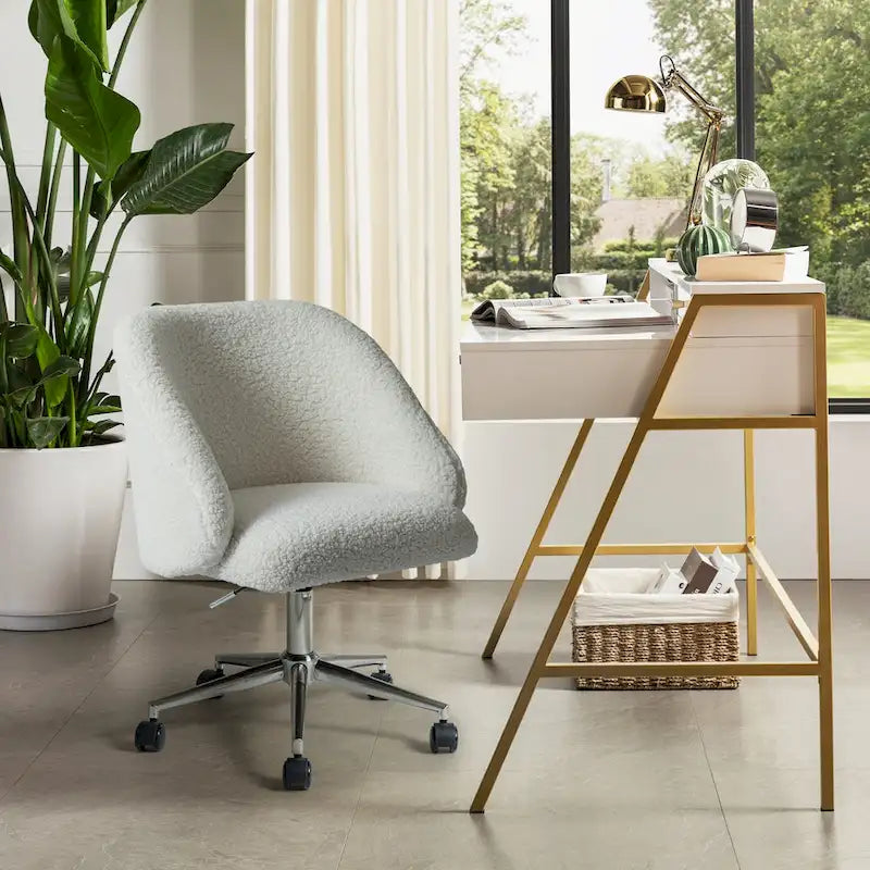 Chaise de bureau pivotante Joah Modern Boucle 360 réglable en hauteur avec roulettes par HULALA HOME - N/A