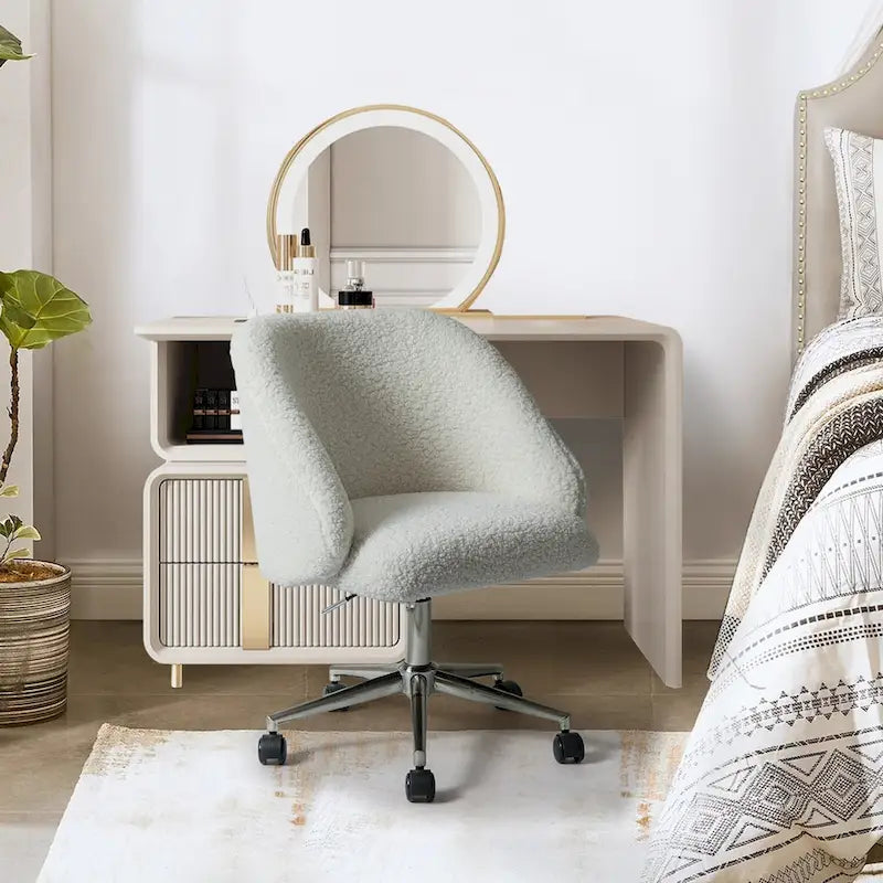 Chaise de bureau pivotante Joah Modern Boucle 360 réglable en hauteur avec roulettes par HULALA HOME - N/A