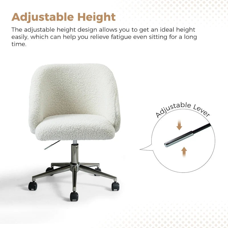 Chaise de bureau pivotante Joah Modern Boucle 360 réglable en hauteur avec roulettes par HULALA HOME - N/A