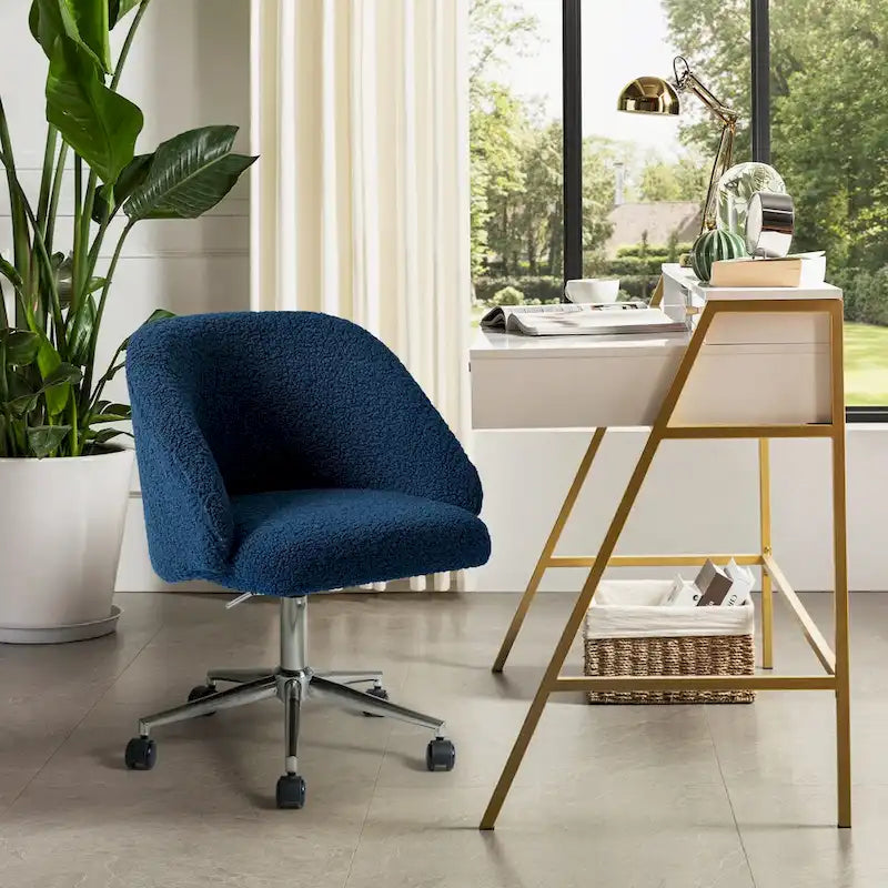 Chaise de bureau pivotante Joah Modern Boucle 360 réglable en hauteur avec roulettes par HULALA HOME - N/A
