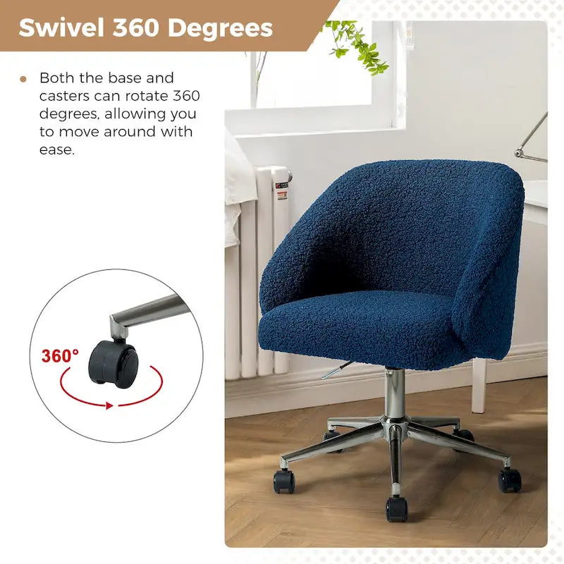 Chaise de bureau pivotante Joah Modern Boucle 360 réglable en hauteur avec roulettes par HULALA HOME - N/A