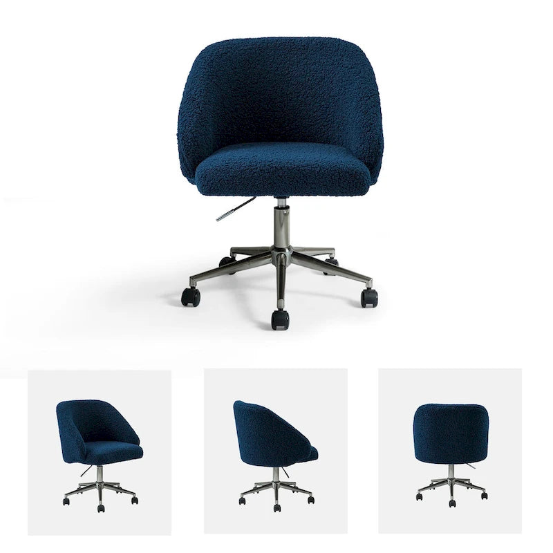 Chaise de bureau pivotante Joah Modern Boucle 360 réglable en hauteur avec roulettes par HULALA HOME - N/A