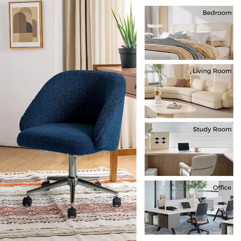 Chaise de bureau pivotante Joah Modern Boucle 360 réglable en hauteur avec roulettes par HULALA HOME - N/A