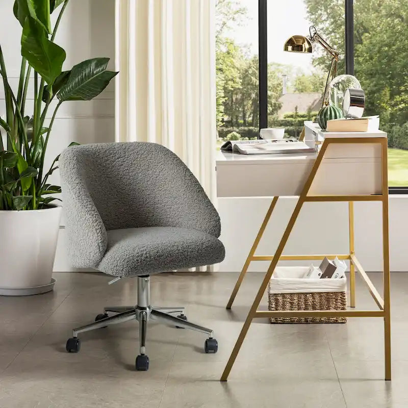 Chaise de bureau pivotante Joah Modern Boucle 360 réglable en hauteur avec roulettes par HULALA HOME - N/A