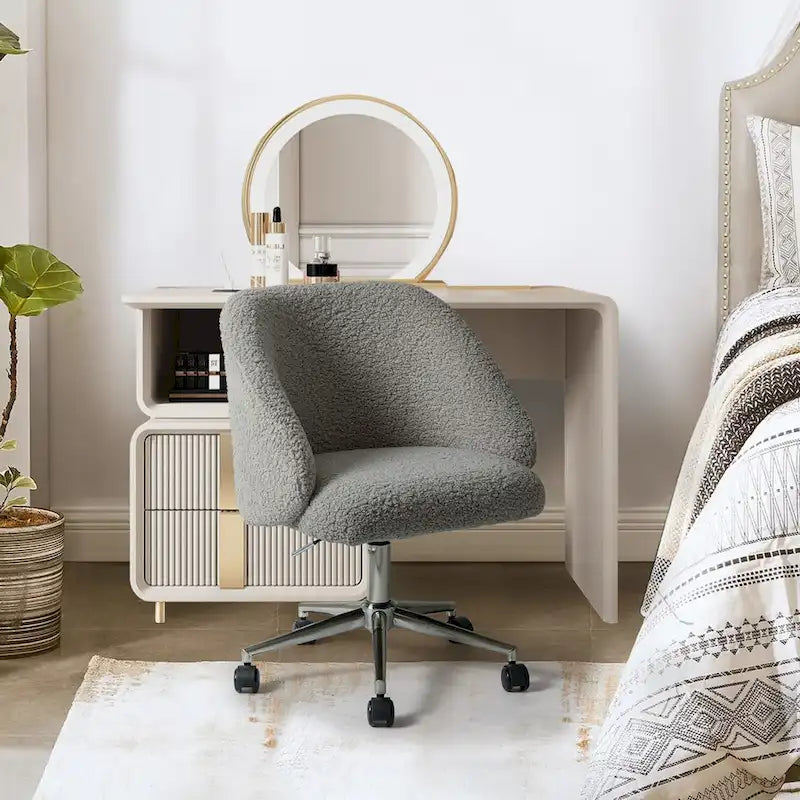 Chaise de bureau pivotante Joah Modern Boucle 360 réglable en hauteur avec roulettes par HULALA HOME - N/A